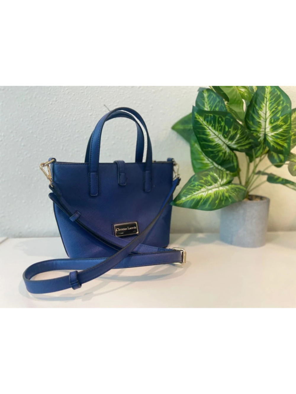 Dark blue Christian Locroix Tote Should Bag Adjustable Strap